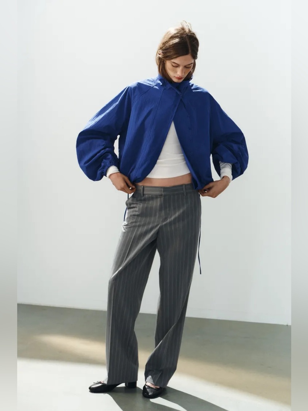 ZARA technical fabric button jacket